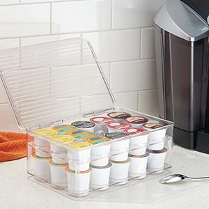 Plastic Condiment Organizer and Tea Bag Holder - 8-Compartment Kitchen Pantry/Countertop Storage Caddy - Divided Chip 1