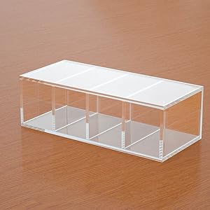 Acrylic Pen Holder 4 Compartments,Clear Pen Holder Organizer Makeup Brush Holder for Office Desk Accessories,Cosmetic 0