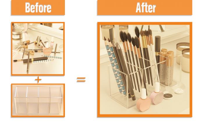 Acrylic Pen Holder, Typical Application, Makeup Brush Organizer, for Domestic or Commercial Use
