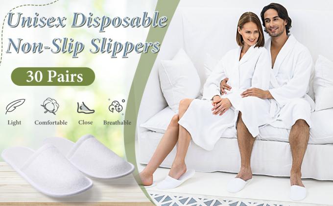 Disposable Slippers, Closed Toe SPA Slippers Non-Slip Slippers Comfortable Individually Wrapped Guest Slippers 0