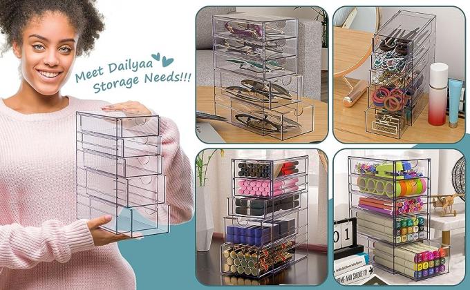 Clear Containers For Hair Accessory Organizing, Plastic Hair Accessory Organizer Box With 5 Drawers, Hair Accessory 6