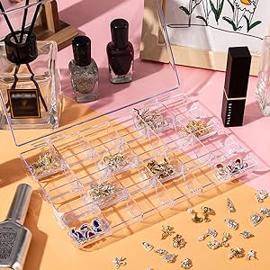 Plastic Nail Art Decorations Container, Transparent Plastic Organizer Box, Clear Storage Container Jewelry Box 4