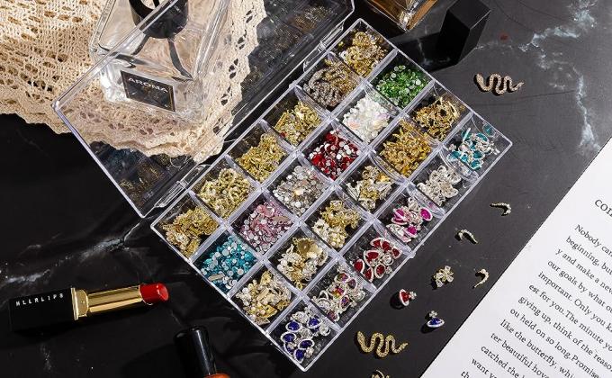 Plastic Nail Art Decorations Container, Transparent Plastic Organizer Box, Clear Storage Container Jewelry Box 5