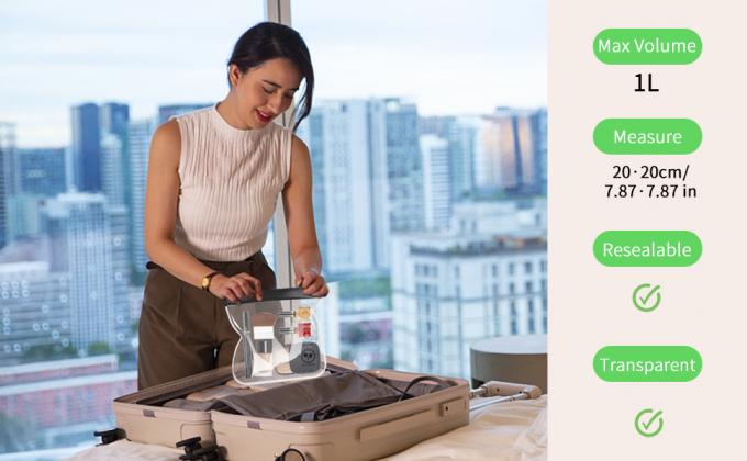 Quart Size Zipper Bags- Triple-sealed Seam Leakproof Clear Cosmetic Bag for Liquids & Makeup- Portable Travel Size 0