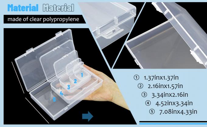 Rectangular Empty Mini Clear Plastic Organizer Storage Box Containers With Hinged Lids For Small Items Craft Box 0