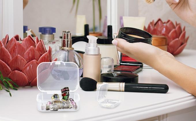 Rectangular Empty Mini Clear Plastic Organizer Storage Box Containers With Hinged Lids For Small Items Craft Box 5