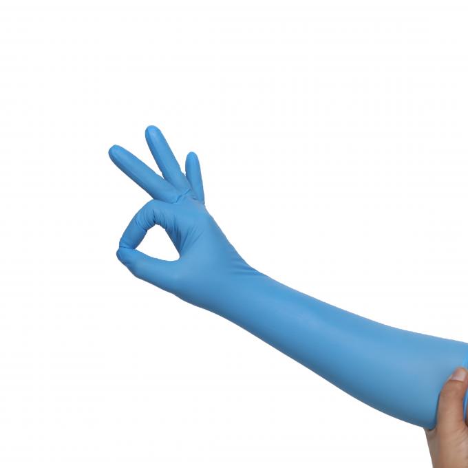 High Quality Free Samples Sky Blue Disposable Wholesale Medic Powder Free Long Sleeve Non Sterile Nitrile Gloves 1