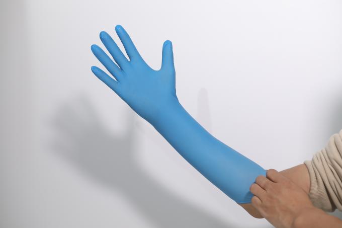 High Quality Free Samples Sky Blue Disposable Wholesale Medic Powder Free Long Sleeve Non Sterile Nitrile Gloves 3