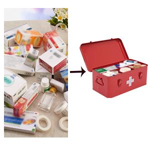 First Aid Kit Supplies Bin, Metal Medicine Storage Tin, First Aid Empty Box with Safety Lock Home Emergency Tool Set 0