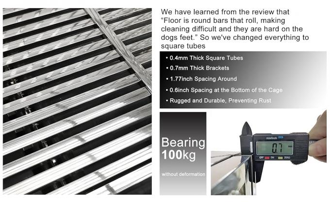 47 Inch Heavy Duty Stainless Steel Dog Cage High Anxiety Indestructible and Escape-Proof Dog Crate Kennel for Large 0