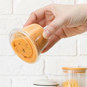 Portion Cups With Lids, Small Plastic Containers with Lids, Airtight Stackable Souffle Cups, Jello Shot Cups, Sauce 3