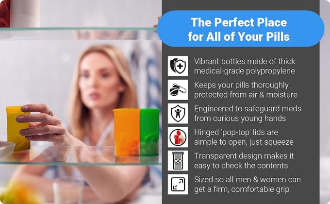 Empty Pill Bottles with Caps - Airtight 30 Dram Pop Top Bottles - Prescription Medicine Container - for Herbs, Candy 4