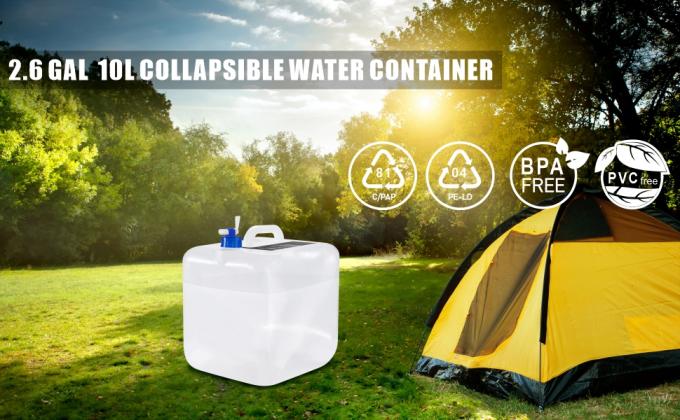 Water Container 2.6 Gallon BPA Free, Emergency Water Storage Containers With Spigot, Foldable Portable Storage Jug 0