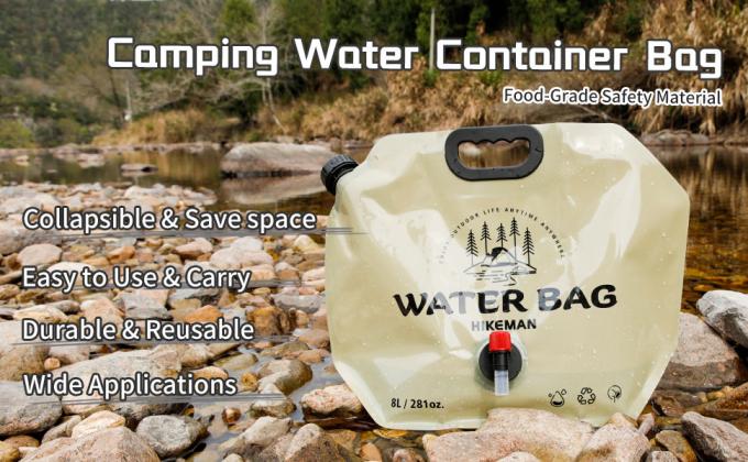 Collapsible Water Storage Carrier - 1.9 Gallon Portable Container with Spigot, Camping Water Bag for Outdoors Hiking 0