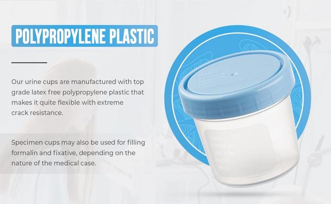 Supply Specimen Cups with Lids-Leak Proof Lid- High Quality Latex Free Polypropylene Plastic- Non-Sterile- 25 4oz 3