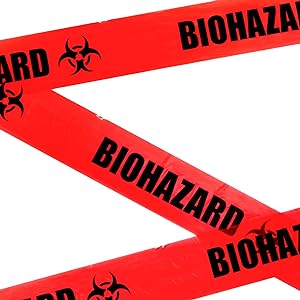 Biohazard Warning Tape with Black Imprint, Legend "Biohazard" (with Logo), 55 yd. Length x 2" Width, 3" Diameter Core 1