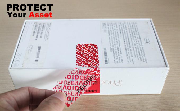 Transfer Tamper Evident Security Warranty Void Stickers/Labels/Seals (Red, 1 X 3.35 Inches, Serial Numbers) 0