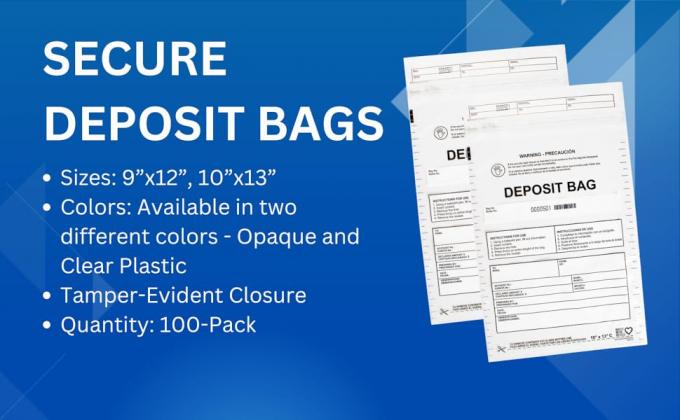 Clear Deposit Bags, Tamper-Evident Bags, Security Bank Pocket, Transportation | Sequential Barcodes | Tamper-Evident 0