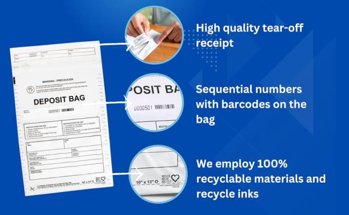 Clear Deposit Bags, Tamper-Evident Bags, Security Bank Pocket, Transportation | Sequential Barcodes | Tamper-Evident 2