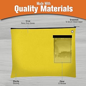 Canvas Interoffice Mailer, 14 oz. | 14W x 11H | Transit Bag | Large Zipper Bag with Grommet | Use with Padlock 1