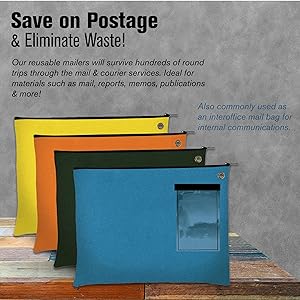 Canvas Interoffice Mailer, 14 oz. | 14W x 11H | Transit Bag | Large Zipper Bag with Grommet | Use with Padlock 2