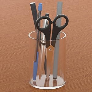 Acrylic Pen Holder 2 Pack,Clear Desktop Pencil Cup Stationery Organizer For Office Desk Accessory -Round 1