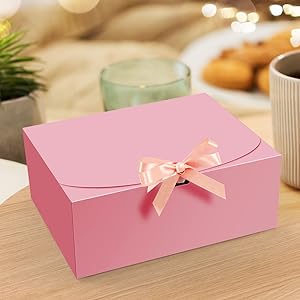 Gift Boxes With Lids, Pink 10X8X4 Inch Gift Boxes, Bridesmaid Proposal Box With Ribbon, Kraft Paper Boxes For Wedding 5