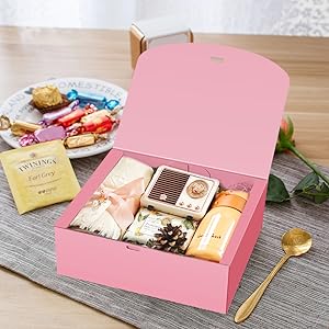 Gift Boxes With Lids, Pink 10X8X4 Inch Gift Boxes, Bridesmaid Proposal Box With Ribbon, Kraft Paper Boxes For Wedding 4