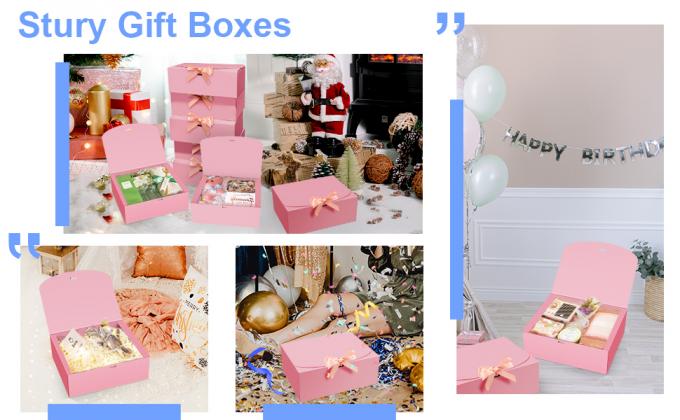Gift Boxes With Lids, Pink 10X8X4 Inch Gift Boxes, Bridesmaid Proposal Box With Ribbon, Kraft Paper Boxes For Wedding 7