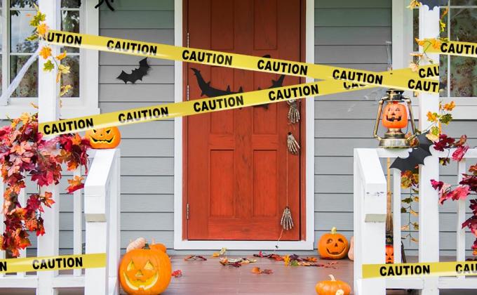 Biohazard High Visibility Tape Halloween Decoration Tape for Haunted Houses, Yard Décor, Parties | Caution 7