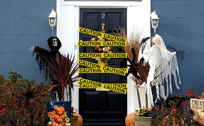 Biohazard High Visibility Tape Halloween Decoration Tape for Haunted Houses, Yard Décor, Parties | Caution 9