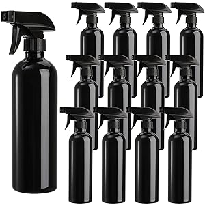 Plastic Spray Bottles Black For Cleaning Solutions 16 Oz (Pack Of 4), Heavy Duty Refillable Reusable Empty Spray 1