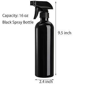 Plastic Spray Bottles Black For Cleaning Solutions 16 Oz (Pack Of 4), Heavy Duty Refillable Reusable Empty Spray 2
