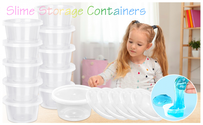 Small Plastic Containers With Lids 50 Pack Slime Containers With Lids，Containers For Slime Foam Ball Storage 0