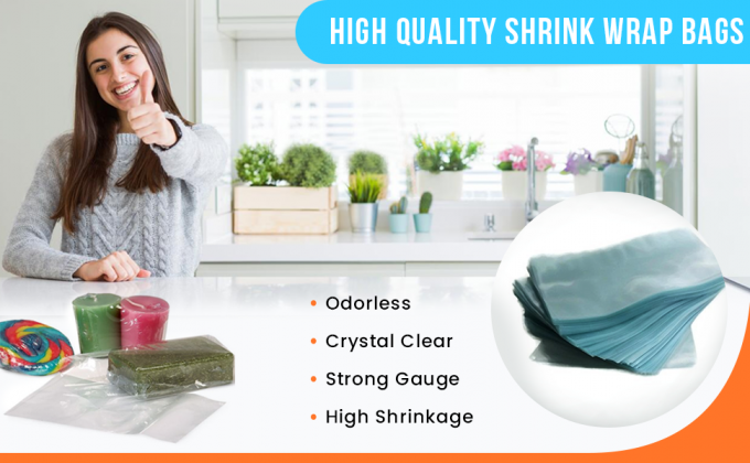 Shrink Wrap Bags, Heat Shrink Wrap PVC Material 100 Packs 8 X 10 Inches Bags for Bath Bombs, Soap Bars 0