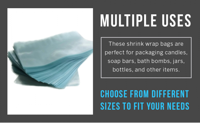 Shrink Wrap Bags, Heat Shrink Wrap PVC Material 100 Packs 8 X 10 Inches Bags for Bath Bombs, Soap Bars 8