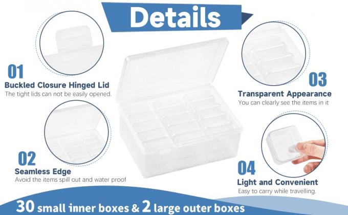 Organizer Storage Boxes - Small Plastic Storage Containers With Hinged Lids For Beads, Jewelry And Craft Supplies 1
