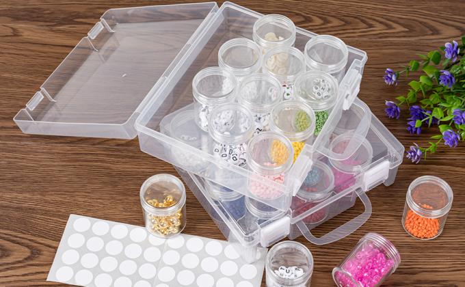 Bead Organizer Box, Diamond Painting Storage Containers, 14 Slots Diamond Art Storage Case Clear Beads Organization 12