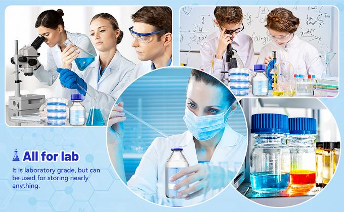 Lab Water Reagent Scientific 500ml Glass Round Media Storage Bottles With GL45 Screw Cap, Borosilicate Glass 3