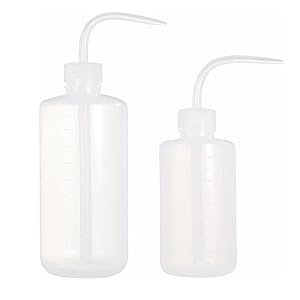 Chemical Wash Bottle, 2-Pack Plastic Safety Lab Squeeze Wash Bottle, LDPE With Narrow Mouth, 1000 Ml / 2 Bottle 3