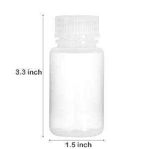 Laboratory Grade Polypropylene Wide Mouth Reagent Bottle, 2oz Plastic Empty Bottle Container With Cap 1