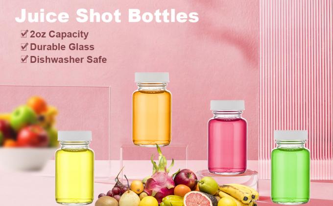 Glass Juice Shot Bottles With Caps - 8 Pack 3.5oz Small Clear Reusable Jars With Lids For Juicing Beverage Storage 0