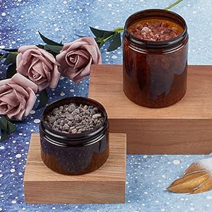 Amber Plastic Jars With Lids And Labels, 12 Pack Empty Brown Cosmetic Containers For Beauty Products,Body Butter 1