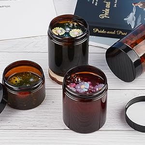 Amber Plastic Jars With Lids And Labels, 12 Pack Empty Brown Cosmetic Containers For Beauty Products,Body Butter 2
