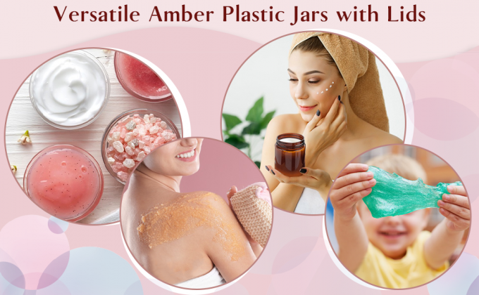 Amber Plastic Jars With Lids And Labels, 12 Pack Empty Brown Cosmetic Containers For Beauty Products,Body Butter 4