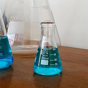 Narrow Mouth Erlenmeyer Flask With Rubber Stopper Glass Flask 5 Piece Set, Narrow Mouth Erlenmeyer, Borosilicate 1