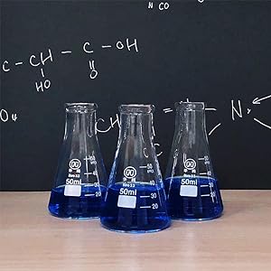 Narrow Mouth Erlenmeyer Flask With Rubber Stopper Glass Flask 5 Piece Set, Narrow Mouth Erlenmeyer, Borosilicate 2