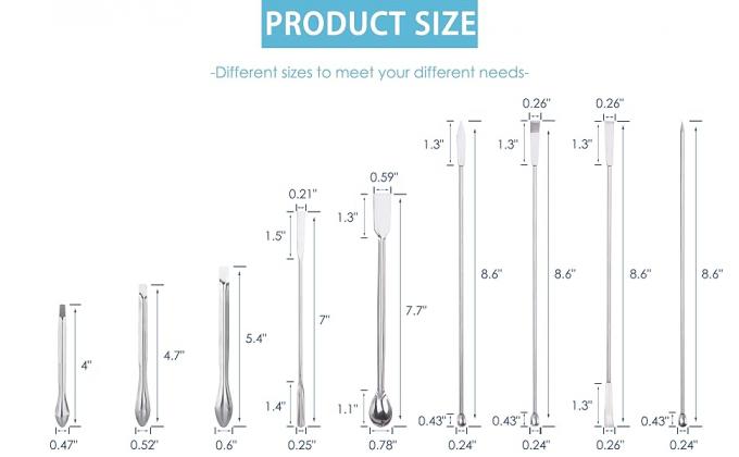 Stainless Steel Lab Spatula Micro Scoop Reagent Laboratory Mixing Spatula 22cm Long Sampling Spoon 2