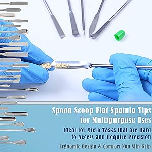 Science Lab Micro Spatula Tweezer Sampler Set, Stainless Steel MutliPurpose Laboratory Sampling Mixing Pipette Set 3