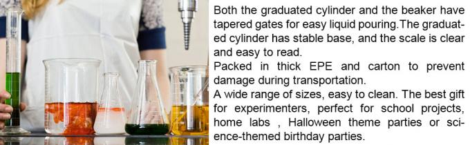 Glass Graduated Cylinder Set 10ml 25ml 50ml 100ml, Thick Glass Beaker Set 50ml 100ml 250ml With 2 Droppers 3